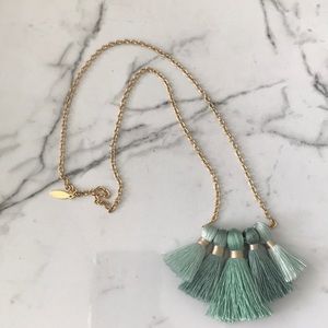 Tassel necklace mint/aqua gold new never worn